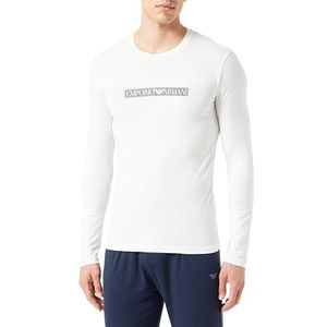 Emporio Armani T-shirt à col rond pour homme Logo Label, crème, XL