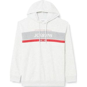 JACK & JONES Jjalex Pls Hoodie Sweatshirt met capuchon voor heren, Wit-grijs