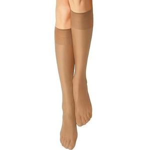 Nur Die Dunne sokken van transparant nylon, 15 denier, zijdeachtig glanzend, brede comfortabele tailleband, kniekousen voor dames (1 stuk), Bruin (Brons 213)