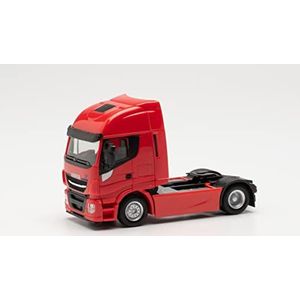herpa 309141-002 Iveco Stralis XP Tractor op schaal 1:87 model vrachtwagen voor diorama, verzamelmodel, plastic miniatuurdecoratie, rood