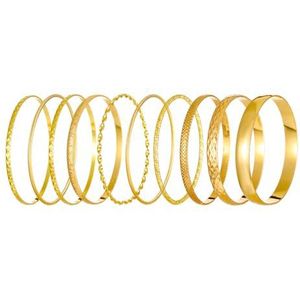 FDEETY Set van 10 armbanden voor dames, Indiase boho-stijl, meerdere stapels, comfortabel, glanzend, modieus cadeau, Metaal