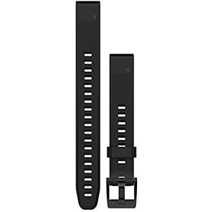 Garmin - Horlogeband 20 mm siliconen, zwart, zilverkleurige gesp - S/M & L