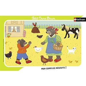 Nathan - Kinderpuzzel - 15-delig frame - kleine bruine beer op de boerderij - meisjes of jongens vanaf 3 jaar - hoogwaardige puzzel - dik en duurzaam karton - dagelijks gebruik en dieren - 86133