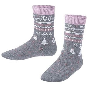 FALKE Uniseks kinderen Weather Fair Isle sokken ademend klimaatregulerend geurremmend duurzaam wol halverwege de kuit patroon 1 paar, Grijs (Steel Melange 3238)