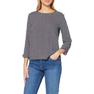 Gerry Weber Damesblouse met 3/4 mouwen, 3/4 mouwen, mouwloze manchet, blouse, 3/4 mouwen, effen, donkerblauw/offwhite