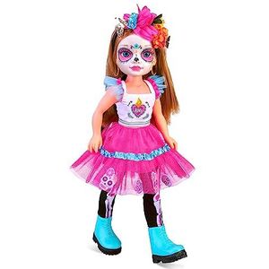 Nancy - Een dag van Catrina, pop met traditioneel kostuum uit Mexico en het gezicht versierd met Catrina, Celebration Dag van de Doden, voor meisjes en jongens voor 3 jaar, beroemd