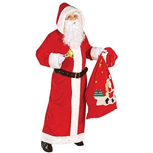 Widmann - Luxe kerstmankostuum, mantel met capuchon en riem met gesp, Sinterklaas, Kerstmis, carnaval, themafeest