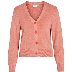 Vila Viril Multi Short L/S Tricot Cardigan-Noos Femme, Misty Rose/Detail:w. Tigerlily, XXL