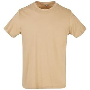 Build Your Brand Basic ronde hals T-shirt voor heren, Effen beige