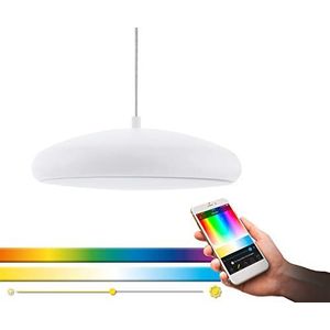 EGLO Connect Riodeva-C Led-hanglamp, 1 lichtpunt, hanglamp van staal en kunststof in wit met kleurtemperatuurverandering (warm, neutraal, koud), RGB, dimbaar