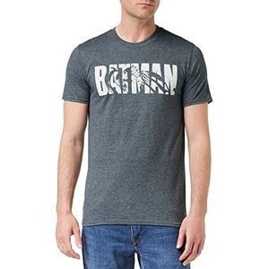 dc comics batman tekst heren t-shirt, grijs (Dark Heather DkH)