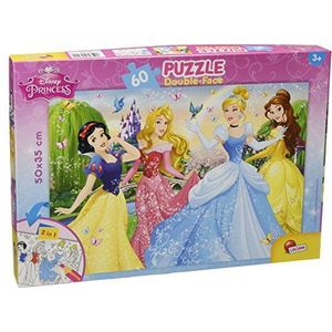 Lisciani, Puzzel voor kinderen vanaf 4 jaar, 60 delen, 2-in-1 dubbele gezichtsachterkant om in te kleuren - Disney prinsessen 47901