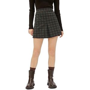 Koton Viscose Mix Pleated Regular Waist Mini Skort Damesrok, 07r (Green Check)