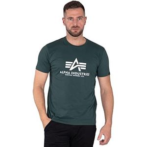 ALPHA INDUSTRIES Basic T-shirt met korte mouwen voor heren met klein Foil-Print Logo, Navy/Groen