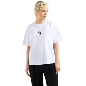 Armani Exchange Icon Project T-shirt avec logo brodé sur le devant pour femme, Blanc (Optic White), L