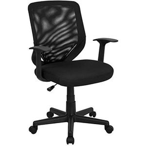 Flash Furniture Bureaustoel, draaibaar, met metalen armleuningen, 59,69 x 55,88 x 27,94 cm, zwart