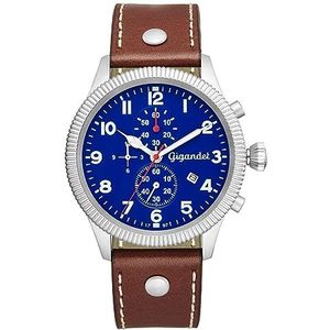 Gigandet Heren analoog Japans quartz horloge met leren band AVG34-02, blauw, riem, Blauw, riem