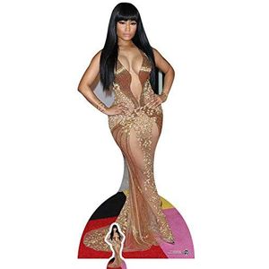 Celebrity Standee Nicki Minaj (gouden jurk) gemaakt van full-size karton met tafelblad