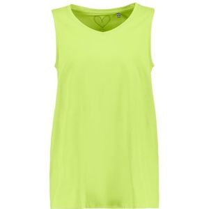 Ulla Popken Top, A-lijn, V-hals, mouwloos T-shirt voor dames, kiwi-groen