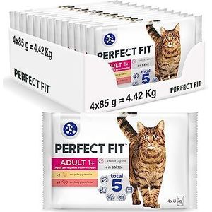 PERFECT FIT Voedsel voor volwassen katten, gesteriliseerd, 52 versheidszakjes (13 verpakkingen van 4 x 85 g) – kattenvoer in saus – kip/rundvlees – compleet en uitgebalanceerd voer – vitaliteit en