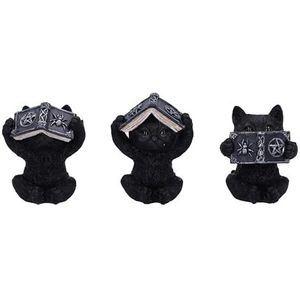 Nemesis Now Trois chats de la sagesse 8,5 cm, en résine, noir, trois figurines de chatons de la sagesse, ensemble de trio de figurines de chatons occultes, produit moulé dans la résine la plus fine,