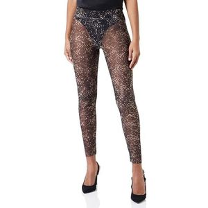 Cream Women's Leggings Printed Mesh Full-Length Skinny Fit Elastic Waistband Femme, Graphic Animal Grey, S