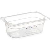 HENDI Gastronorm container temperatuurbestendig van -40 °C tot 80 °C geur- en smaakneutraal zonder deksel 5,5 liter polypropyleen GN 1/4 265 x 162 x 200 mm transparant