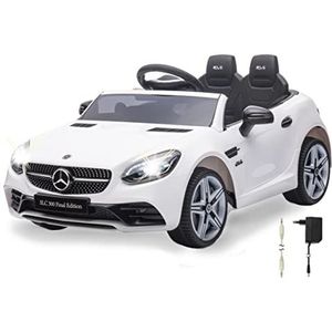 JAMARA 461800 Ride-on Mercedes-Benz SLC Krachtige 12 V accu voor lange levensduur, batterijniveau-indicator, LED-koplamp, ultra anti-slip rubberen ringen, audio-AUX-aansluiting, USB, wit