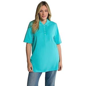 Ulla Popken Poloshirt, fluwelen knoopsluiting, regular, T-shirt met halve mouwen voor dames, Theodore River (vervangende kleur)