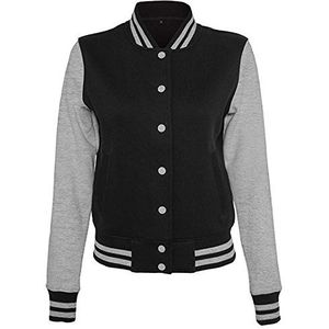 Build Your Brand Dames Sweat College Jacket Varsity Damesjas, zwart/H.Grey, XL