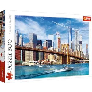 Trefl, Puzzel, Uitzicht op New York, 500 Stuks, Hoge Kwaliteit, Puzzel, Puzzel van de Verenigde Staten, Stadtblick, Uitzicht op de stad, Grote Metropool, Wolkenkrabber, voor Volwassenen en Kinderen