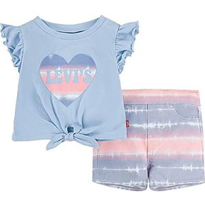 Levi's Kids 2-delige pyjamaset voor baby's en meisjes, met T-shirt en geweven shorts, bloemen, 3 maanden, bloemen