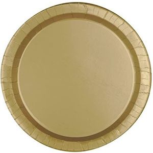 Unique Party - Milieuvriendelijke papieren borden - 18 cm - kleur goud - verpakking van 8 stuks, 3324 EU, goud