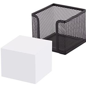 D.RECT - Notitieblok | van mesh | stabiel metaal | voor de moderne werkplek | zwart | met schrijfblok 700 vellen - 95 x 95 x 80 mm