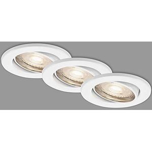 BRILONER Leuchten LED inbouwspots set van 3 5 W / 460 lm / 3000 K / IP23 / 86 x 70 mm / wit 7147-036