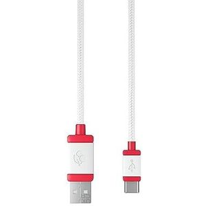 Cherry USB-kabel 1.5, gevlochten USB-C naar USB-A-kabel, voor het opladen en gegevensoverdracht, voor toetsenbord, muis, smartphone, tablet en meer, lengte 1,5 m, wit