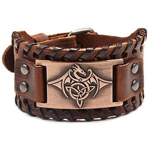 Vliegende draak totem lederen armband, vintage viking totem armband, brede Keltische knoop lederen armband, mode armband voor mannen, Leer