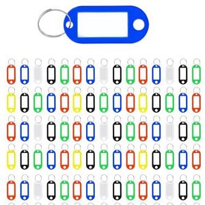 100 stuks sleutelhangers met labelring in verschillende kleuren