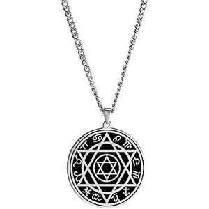 VASSAGO Talisman Zespuntige David Star Solomon zegel ketting 12 sterrenbeelden bescherming amulet hanger roestvrij staal hex joodse sieraden cadeau, Roestvrij staal