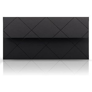 10 stuks zwarte enveloppen 110 x 220 mm voor wenskaarten, cadeaubonnen van geld, uitnodigingsenveloppen, geometrisch ruitpatroon, 10 stuks
