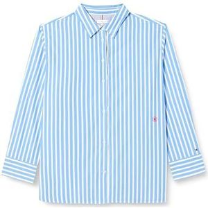 Tommy Hilfiger Smd Stripe Easy Fit Ls Shirt Ww0ww41854 Vrijetijdshemden voor dames, Bold Stp/Blue Spell