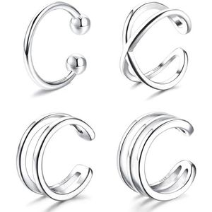 FIOROYAL 925 sterling zilveren Manchetoorbellen - Ongeboord Kruis Oorbellen - Valse Helix-Kraakbeen Oorbellen - Clip Oorbellen voor Vrouwen Meisjes, Sterling zilver, Kubieke zirkonia