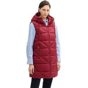 TOM TAILOR 1042907 Longstyle gewatteerd damesvest, 35930 - Donkerrood