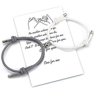 Free space Magnetische koppels armband set wederzijdse aantrekkingskracht handgemaakt touw voor 2 gevlochten bijpassende armbanden geloften van eeuwige liefde sieraden cadeau voor vrouwen mannen