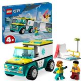 LEGO City Reddingsambulance en snowboarder, kinderspel met speelgoed voor medisch voertuig, paramedische minifiguren en snowboarder, cadeau voor jongens en meisjes vanaf 4 jaar 60403