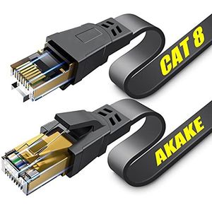 3m Cat 8 Ethernet-kabel, high-performance platte kabel, internetkabel, high-speed lintkabel, afgeschermd, professionele LAN-kabel voor muur, binnen en buiten