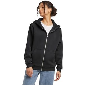 Build Your Brand By290-dames Fluffy Zip Hoody Sweatshirt met capuchon voor dames (1 stuk), zwart.