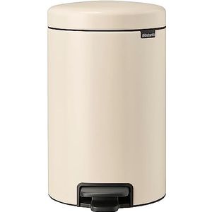 Brabantia - NewIcon Pedaalemmer 12L - Middelgrote afvalemmer voor de keuken - Soft-Close deksel - Lichtgewicht pedaal - Uitneembare binnenemmer - Antislip - Soft Beige - 25 x 34 x 41 cm