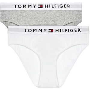 Tommy Hilfiger Biki-ondergoed voor meisjes, middengrijze heather / wit
