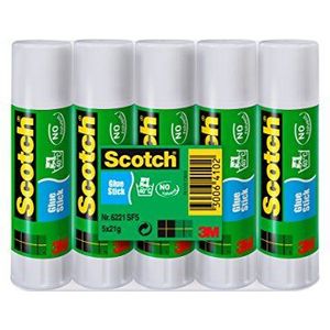 Scotch Permanente lijmstift – 1 verpakking met 5 lijmsticks – 21 g per stok – lijmstift voor algemeen gebruik thuis, school of kantoor